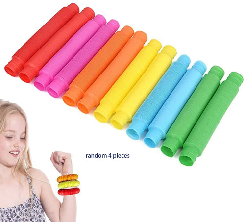 4 Pack Mini Pop Tube Sensory Fidget Toy Colorful Heavy-Duty  for