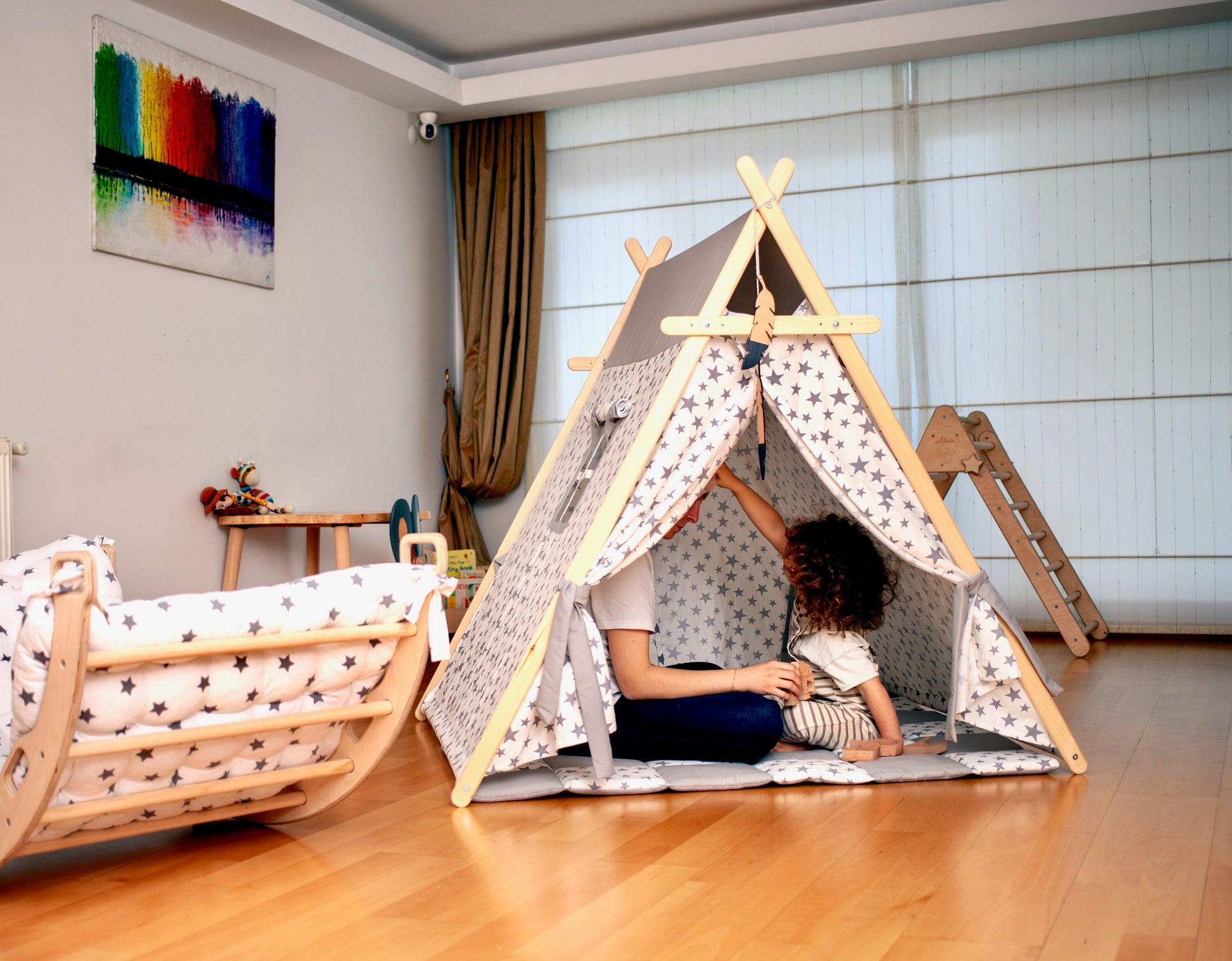 Play Tent and Play Mat / White Stars